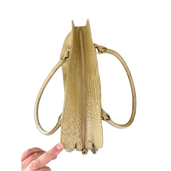 Brahmin Elouise Womens Chartreuse Croc Embossed Leather Shoulder Bag Satchel - Picture 15 of 16